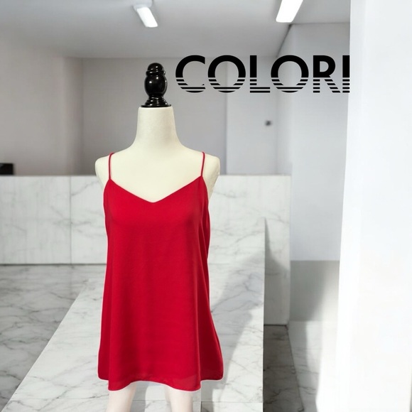 Colori, Elegant Red V-Neck Camisole, Medium - Picture 1 of 8